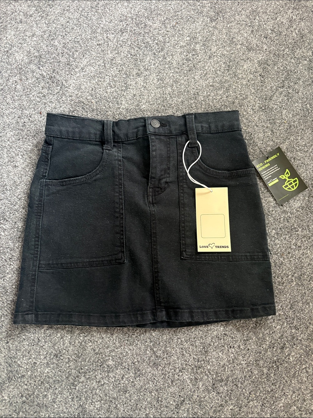 NEW! Love Trends Black Denim Pocket Mini Skirt - Size Small